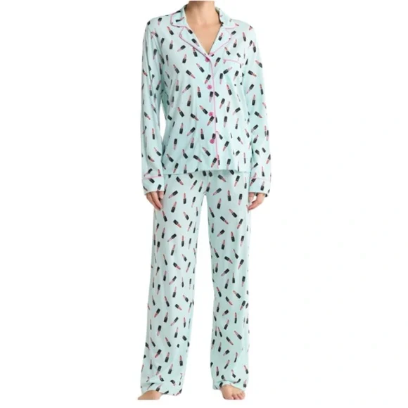 PJ Salvage Lipstick Long Sleeve Pajama Set in Mint NWT Size Large - Picture 1 of 6